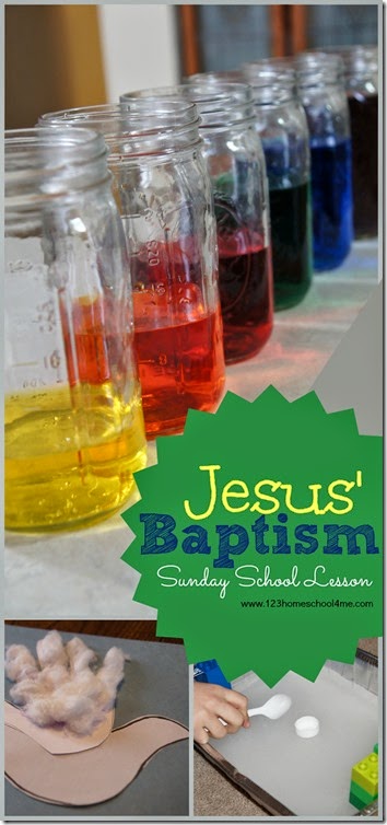 Jesus' Baptism - Sunday School Lesson for Preschool, Kindergarten, 1st grade, 2nd grade, adn 3rd grade kids! Lots of water activities for kids, holy spirit dove craft, and more. Jesus' Baptism - Sunday School Lesson for Preschool, Kindergarten, 1st grade, 2nd grade, adn 3rd grade kids! Lots of water activities for kids, holy spirit dove craft, and more.