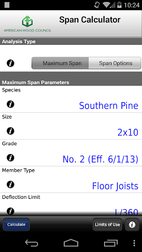 AWC Span Calc