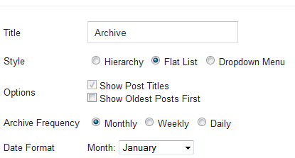 archive calendar settings