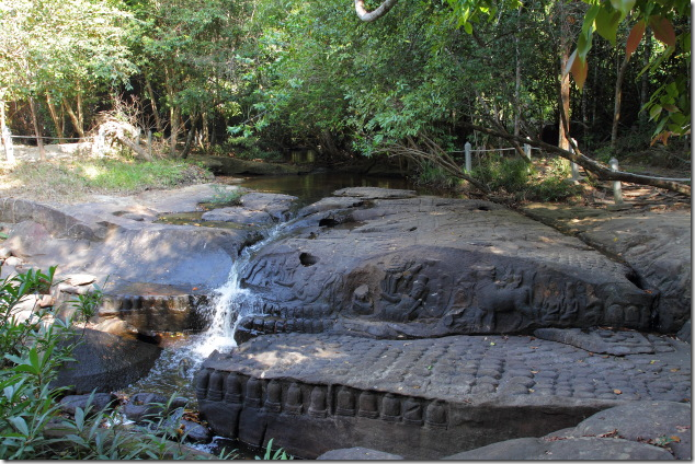 Lingas and God Carvings on the Siem Reap River in Cambodia