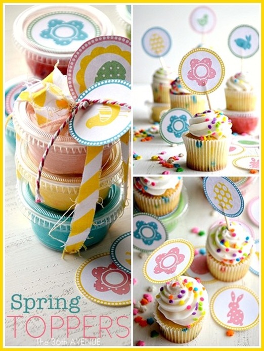 spring easter cupcake toppers