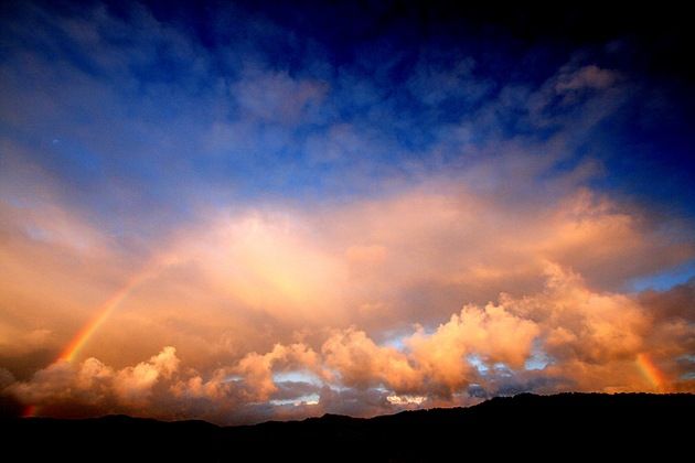 Sunset rainbow southern alps