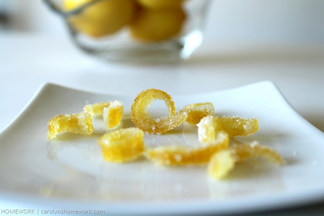 Candied Citrus Lemon Peel via homework | carolynshomework.com