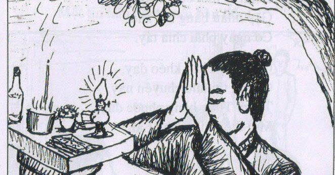 bài nguyện trước bàn thờ Phật