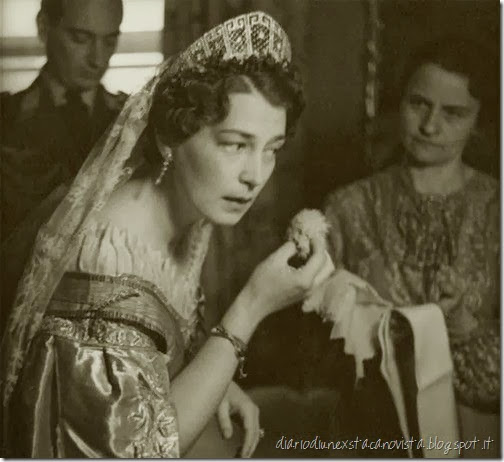 Pss Kira of Prussia (nee Pss Kira Kirillovna of Russia) powdering her face after the wedding to look radiant during the after wedding ceemony- photoshoot. 1938