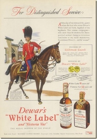 1942 Coldstream guard & horse Dewar's Scotch whisky ad