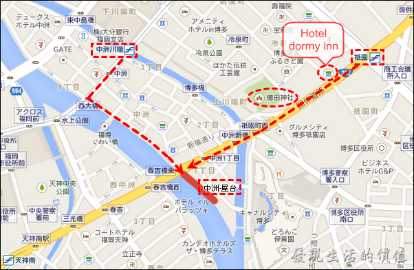 地圖:福岡-中洲屋台-祇園櫛田神社