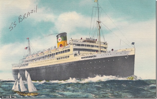 The S.S. Brazil Vintage Postcard Circa 1952