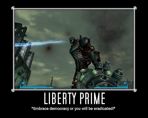 And we all know how Liberty Prime feels about the reds. 