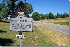 Cherry Grove Estate marker along U.S. Route 11