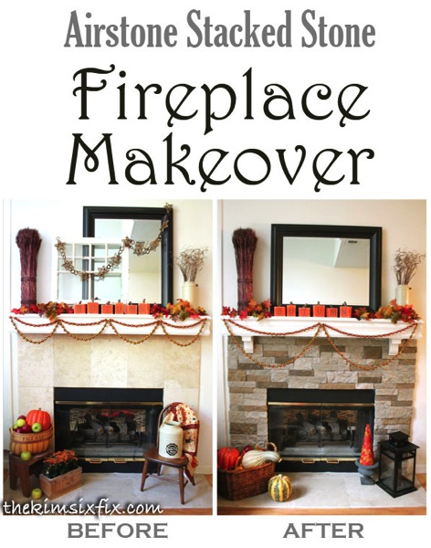 Airstone Stacked Stone Fireplace Update, How To Replace Tile Around Fireplace With Stone