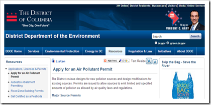 District of Columbia Department of the Environment Air Pollution Permit