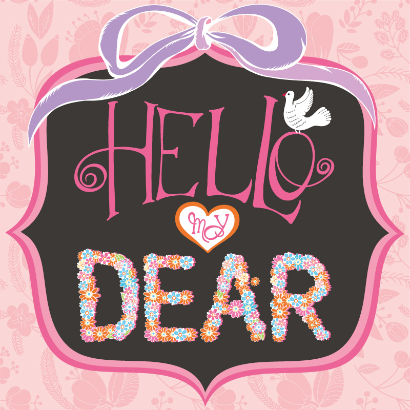 Dear floral card pink