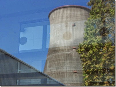 IMG_1995 Trojan Nuclear Power Plant Cooling Tower Reflected in the Glass of the Training Building on May 13, 2006