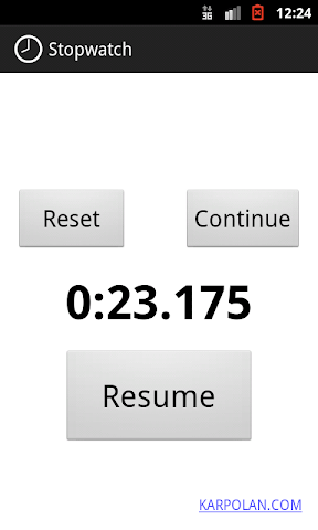 Screenshot of Stopwatch software for Android by KARPOLAN