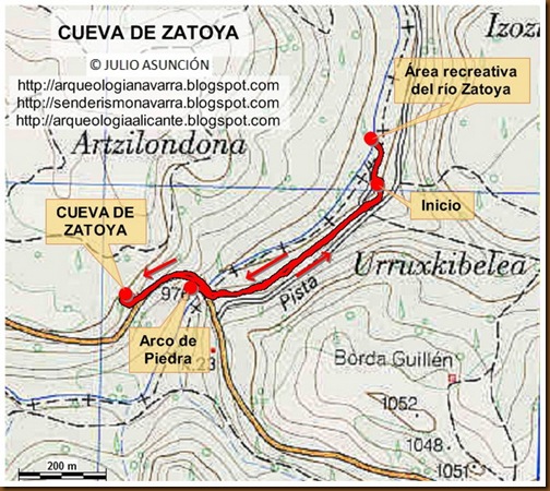 Mapa ruta Cueva de Zatoya