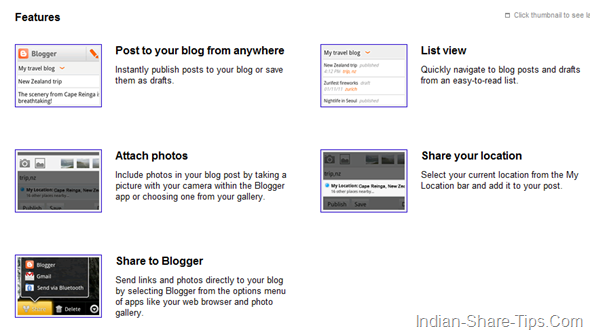 features of official app for blogger for iphone and android device