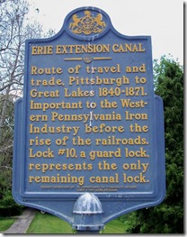 Second Erie Extension Canal marker in park in Sharpsville, PA