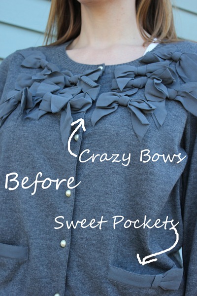 crazy bow sweater refashion
