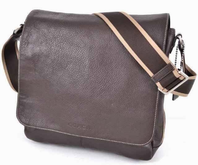 ANNISA FARREL COLLECTIONS COACH Men's Leather Flap Crossbody Bag Brown