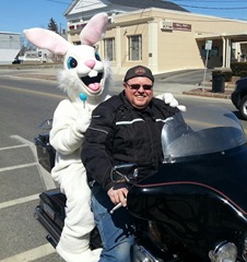 Tommy and the Easter Bunny on his Harley 3.30.2013