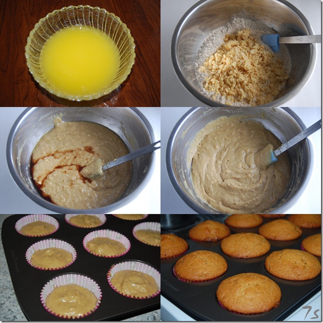 Eggless wheat muffin with jaggery process