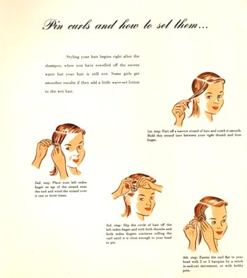 Vintage pin curling illustration - Pin Curls 101 | Lavender & Twill