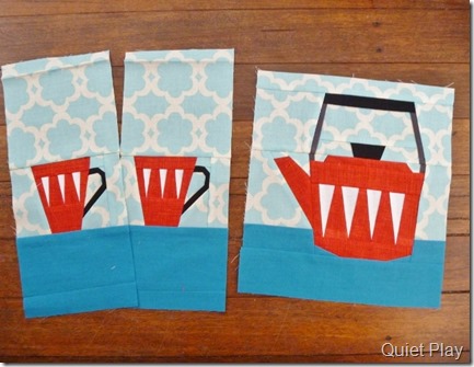 Paper Pieced Retro Kettle and cups