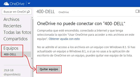 OneDrive no puede conectar con ..
