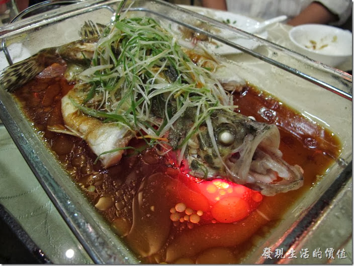 上海-寶島曼波。清蒸桂魚，RMB168。基本上我不太喜歡在上海吃魚，因為上海的魚大多從河裡補上來的，所以泥土味很重，不過這桂魚用清蒸的居然吃不到泥土味，肉質也很細嫩，就是有點貴。
