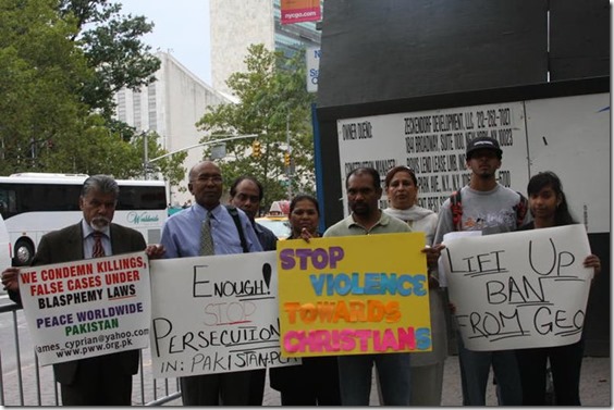 August 12, 2010 - NYC - Pakistan Christians Protesting Oppression (Photo Dr. Nazir Bhatti)