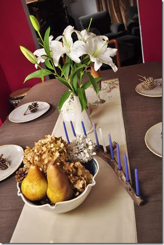 table set for Hanukah Thanksgiving