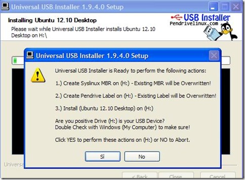 Universal USB Installer avvio installazione Linux su drive USB