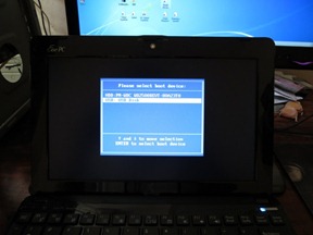 Pilihan boot di netbook ASUS Eee PC 1015PEM