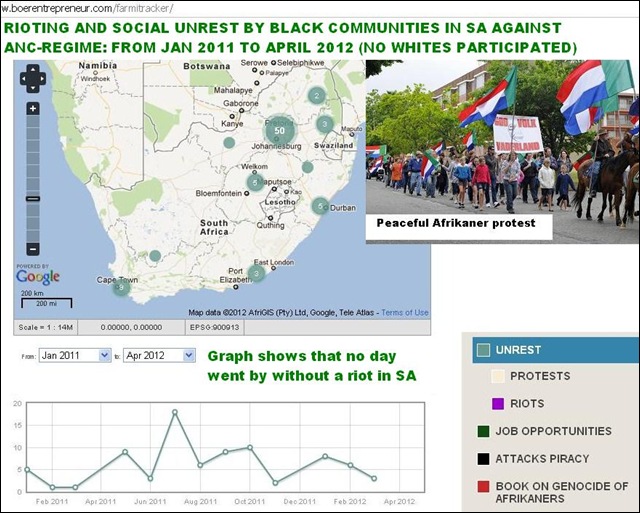 RIOTING UNREST IN SOUTH AFRICA JAN 2011 TO APRIL 2012