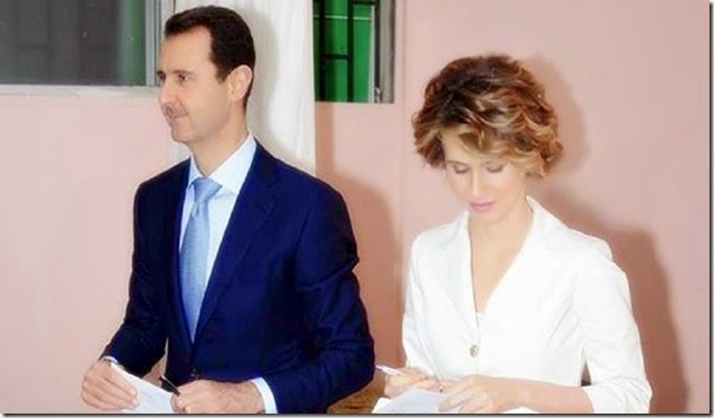 Bashar & Asma Assad voting 6-3-14