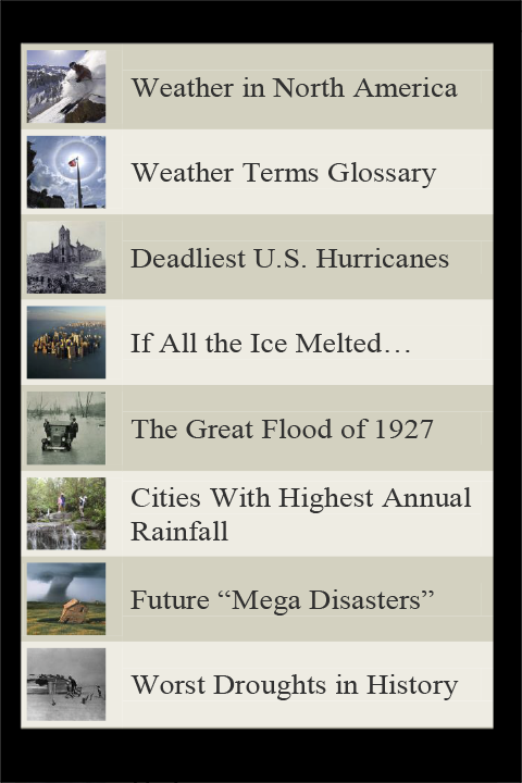Weather Lists Screen 1