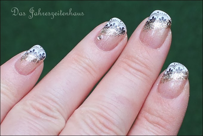 0 French Nail Art Baroque Gold Glitter 11