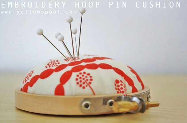 embroidery hoop pin cushion tutorial by yellow spool