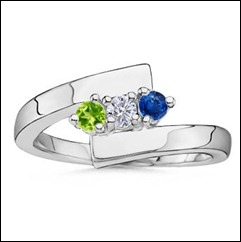 Twisted Shank Ring With Peridot, Diamond, Sapphire in 14k White Gold
