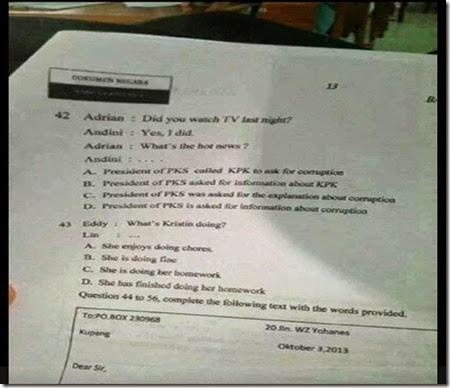 pks di hancurkan lewat soal bahasa inggris