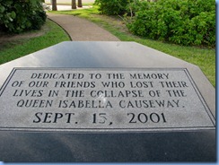 7166 Texas, South Padre Island - plaque on eight-sided memorial to those who lost their lives in the collapse of the Queen Isabella Causeway