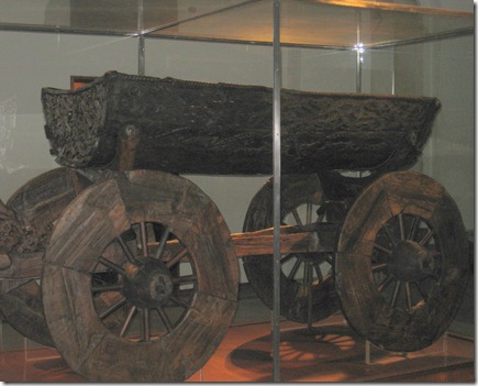 Wagon inside Viking ship