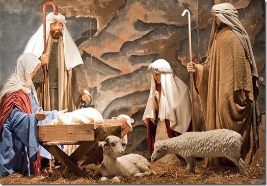 Life-size nativity scene at the Mormon Temple Light Show on Christmas Eve, Kensington, Maryland