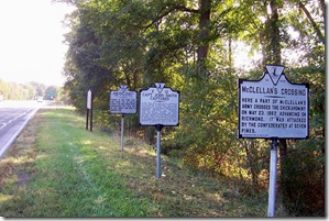 McClellan's Crossing marker W-14 along U.S. Route 60 in New Kent County, VA