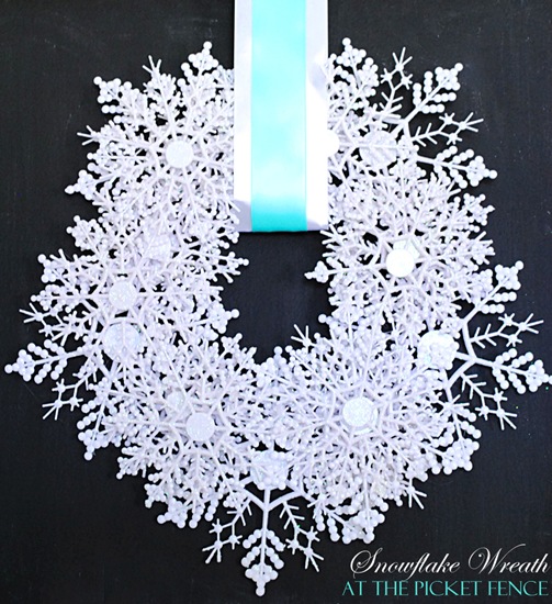 Dollar Tree Snowflake Wreath from At The Picket Fence