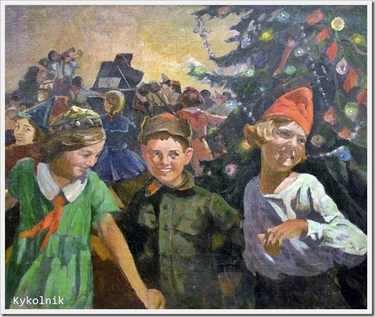 Колупаев Дмитрий Антонович (Россия, 1883 -1954) «Новогодняя елка в школе» 1950-е