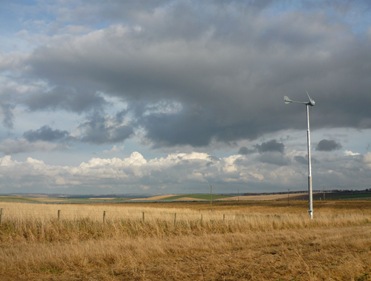 An Evance R9000 small wind turbine operating in Aberdeenshire