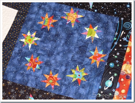wonky star space quilt ring of stars block