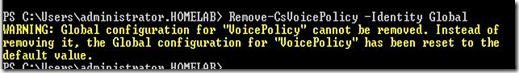 Lync Pol - Remove-CsVoicePolicy Global